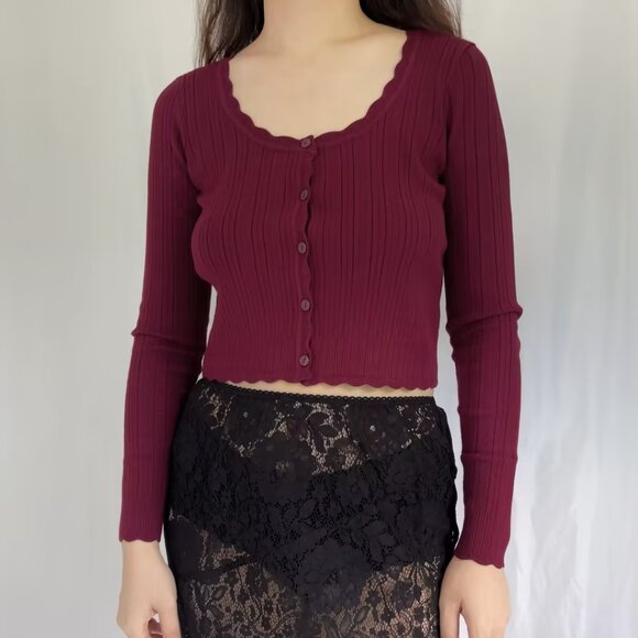 LSF Martti Stretch Pointelle Cardigan - Spiced Berry
